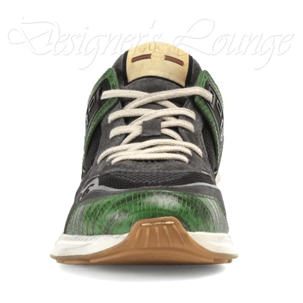 NEW GUCCI Men's ULTRAPACE Low Top Sneakers In Green Tejus Leather G 7.5 / US 8